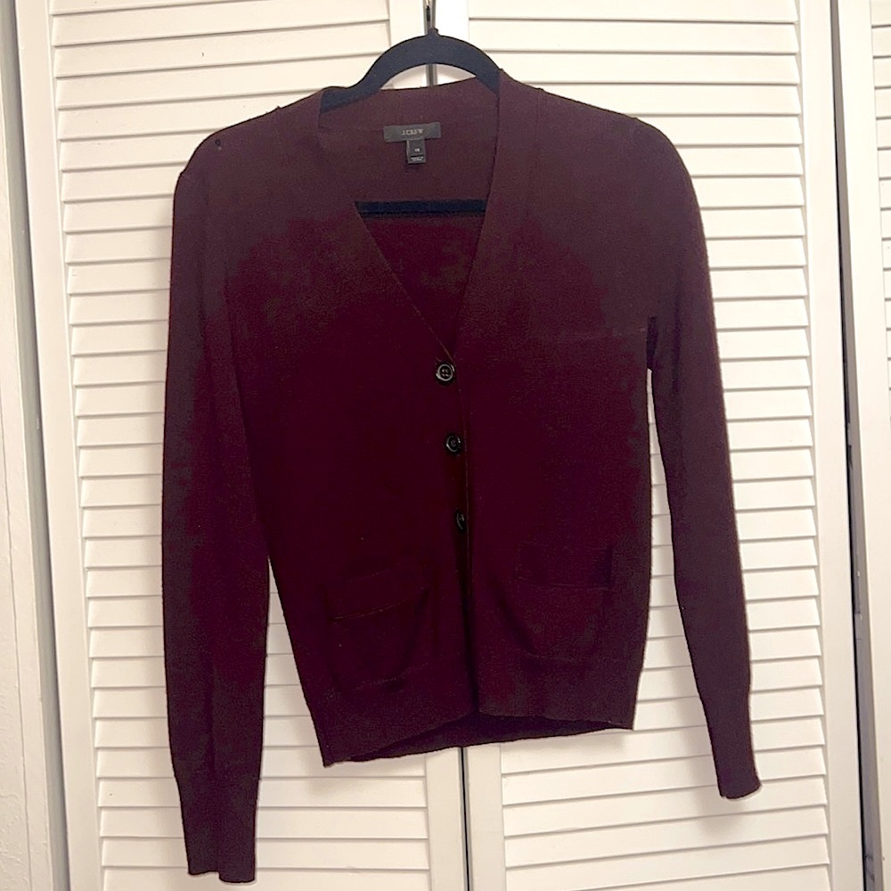 J. Crew Maroon XS V Neck Button Up Sweater